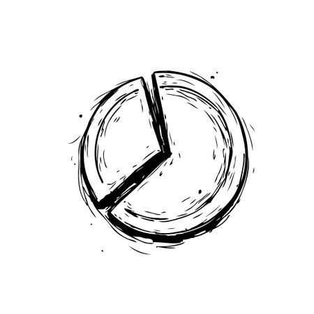 Illustration of a roughly sketched circle chart, symbolizing market share, resource allocation, or percentage division. Ideal for use in finance reports or visual presentations related to strategicのイラスト素材