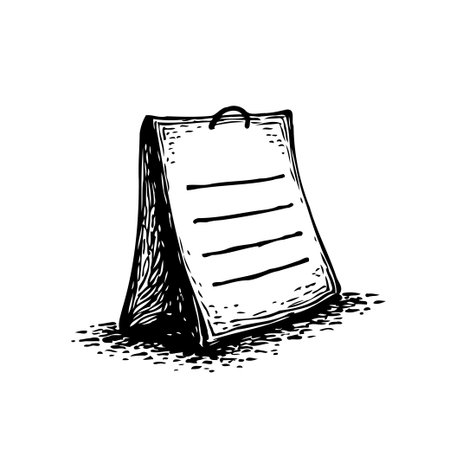 This hand-drawn illustration presents a stand calendar, perfect for conveying schedule reminders or upcoming events. Its simple sketch style and blank space offer versatility for various designのイラスト素材