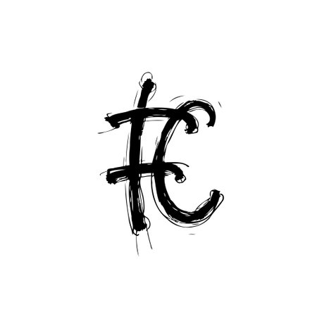 This stylized symbol displays a combination of bold strokes and calligraphic influences, conveying a sense of hand-drawn authenticity and uniqueness. It offers potential applications as a logoのイラスト素材