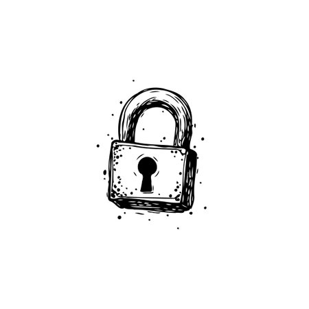 Stylized representation of a closed lock, symbolizing security, protection, and access control. Suitable for themes involving data safety, network security, or privacy protection. The image conveysのイラスト素材