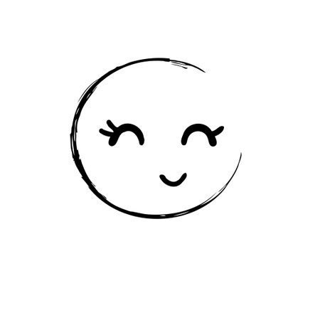 This is a charming minimalistic sketch, featuring a smiling face with closed eyes, evokes a positive emotion, this adorable design is perfect for adding a touch of friendliness and joy to anyのイラスト素材