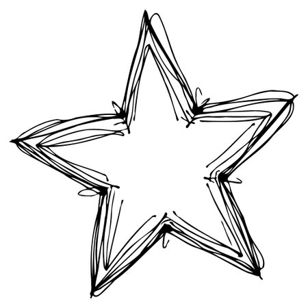 This is an illustration of a hand-drawn star, rendered in a simple, freehand style. Its raw, artistic sketch suggests a spontaneous moment of creation. The unrefined lines and slight imperfectionsのイラスト素材