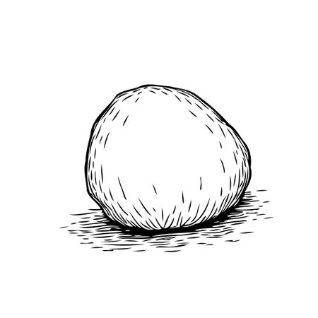 A simple minimalist drawing showcasing a snowdrift or snowball. This monochrome graphic element isolated on a white backdrop evokes a sense of winter tranquility. Ideal for artistic interpretationsのイラスト素材