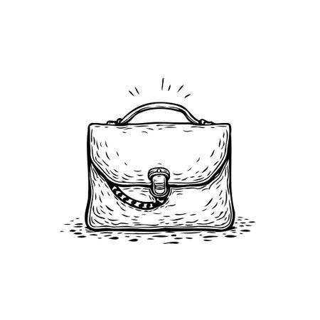 This hand-drawn briefcase illustration exudes a timeless, classic appeal. Its sleek lines and refined design speak of professionalism and attention to detail, a symbol of organized success in theのイラスト素材