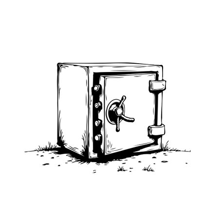 An artistic rendering of a safe box presents a secure repository. This captivating illustration showcases vintage style, emphasizing money protection and safeguarding assets. Ideal for financial,のイラスト素材