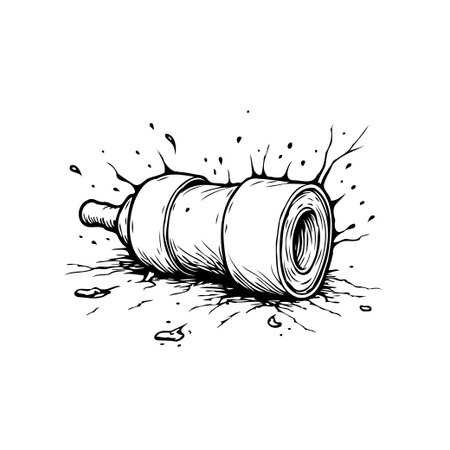 A stylized and detailed illustration of a vintage cannon, rendered with a sketch effect in black and white, evoking a sense of history and antiquity, suitable for projects requiring a classic orのイラスト素材