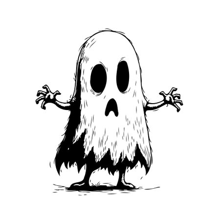 A charming yet slightly spooky drawing of a cartoon ghost, perfect for adding a playful and whimsical touch to your Halloween themed designs. This vector illustration captures the essence of theのイラスト素材