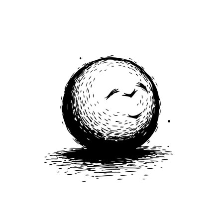 Artistic monochrome sphere illustration capturing ethereal serenity through abstract forms and textured patterns evoking peacefulness and meditation. Featuring dotted details with a minimalistのイラスト素材