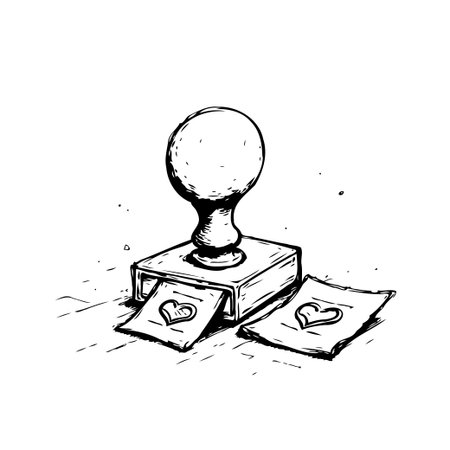 This image showcases a unique heart stamp, exuding affection and romance. The handmade design and artistic impression create a personal touch, perfect for expressing love through letters or adding aのイラスト素材