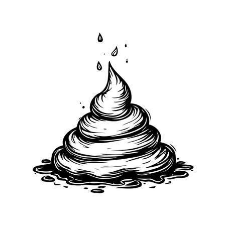 An expressive drawing showcases a coiled form, reminiscent of a dessert swirl or ambiguous figure. Highlighted in a crisp monochrome palette, this graphic element features a fluid cascade andのイラスト素材