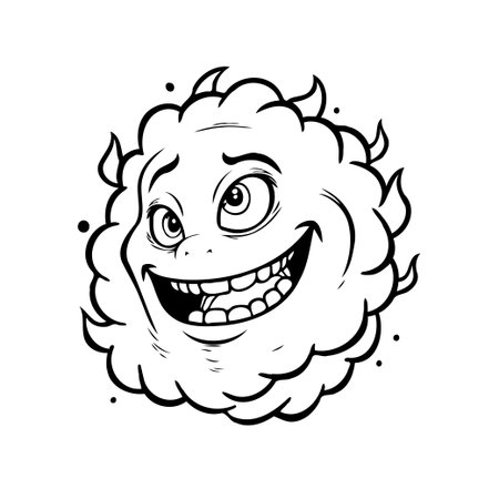 A whimsical cartoon illustration of a cloud-like character with a cute smiling face. Perfect for adding a touch of fun to children's books, educational resources, or creative design projects. It isのイラスト素材