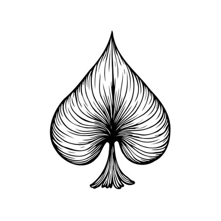 This meticulously crafted spade symbol exhibits artistic flair. Ideal for gambling related projects, luck-based themes, game designs, and creative artworks, the illustration features intricate linesのイラスト素材