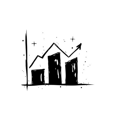 Hand-drawn illustration of a rising graph symbolizing business growth and positive financial trends, visually representing market success, investment opportunities, and overall economic improvementのイラスト素材