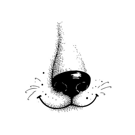A whimsical illustration of an animal's snout in black and white. The dotwork style and simplified lines create a playful and appealing image. It's a charming and quirky design, evoking a sense ofのイラスト素材