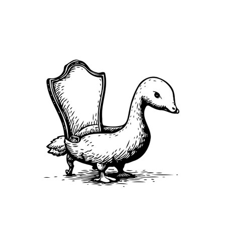 A curious piece of artwork depicts an imaginative fusion of a goose and a chair, creating a peculiar hybrid figure. This whimsical sketch combines the form of a bird with the structure of furniture,のイラスト素材