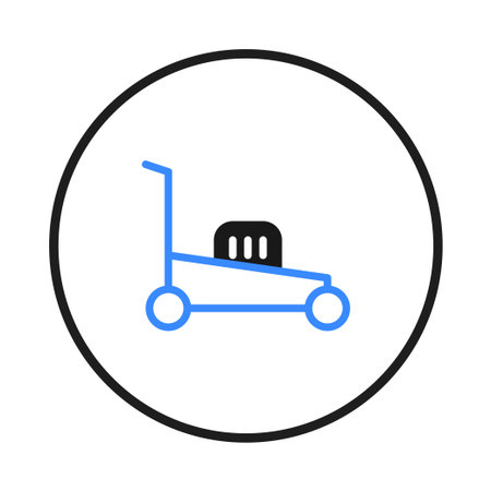 A minimalist icon illustration featuring a lawn mower, ideal for representing gardening, landscaping, and lawn care services. The sleek design evokes efficiency and precision, perfect for conveyingのイラスト素材
