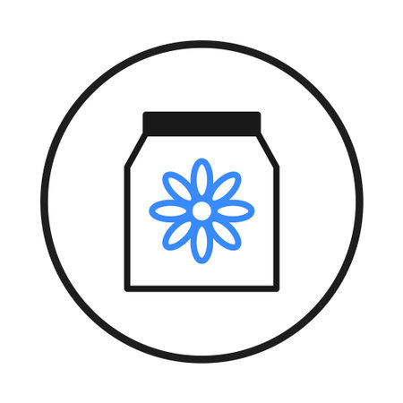 A clean and modern vector icon featuring a stylized flower design within a simple container shape, evoking a sense of natural beauty and structured elegance in design. It represents a unique blendのイラスト素材