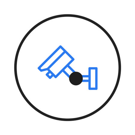 A simple illustration showcasing a security camera icon, ideal for representing concepts of surveillance, protection, and modern safety technology. This clean and visually appealing design can beのイラスト素材