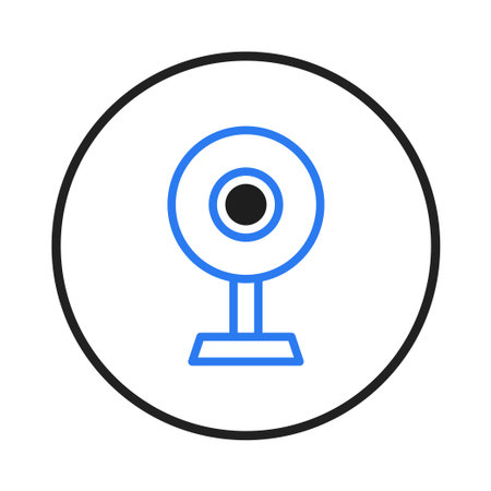 A minimalist illustration showcasing a webcam icon. This image is ideal for applications related to virtual communication, digital connections, technology tools and equipment. Represents modernのイラスト素材