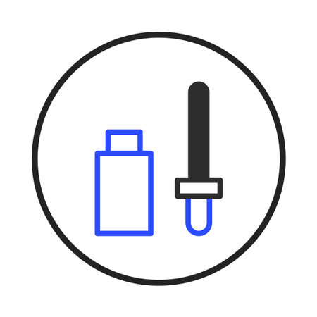 Simple and modern illustration of a skincare essence featuring a dropper and bottle. Designed for use in beauty, health, and wellness promotions, branding, or educational materials, this vector iconのイラスト素材