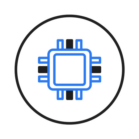 An abstract and conceptual image of a microchip design inside a circle, showcasing modern...