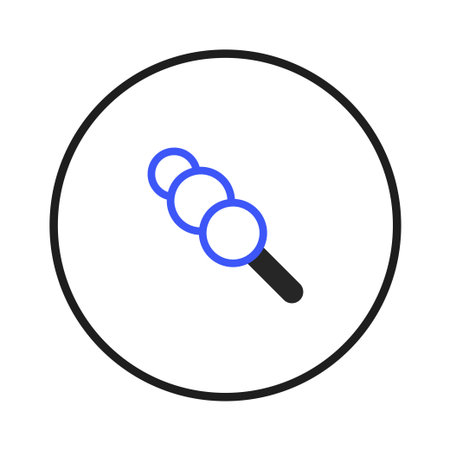 A simple and iconic illustration of dango a japanese sweet rice cake in a round frame. This graphic showcases a cultural treat using minimalistic geometric shapes and a limited color palette idealのイラスト素材
