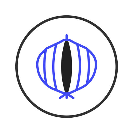A minimalist illustration of an onion enclosed within a circular frame. This simple design captures the essence of the vegetable with clean lines and contrasting colors, making it ideal for culinaryのイラスト素材