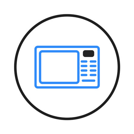 A simple and visually clean illustration of a microwave oven represented in a modern style, perfect for conveying ideas of quick meal preparation, kitchen technology, or household appliances. Thisのイラスト素材