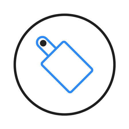 Minimalist illustration of a tag within a circle, perfect for representing product labeling, identity, or information. Features a clean outline design, suitable for use in graphic design, branding,のイラスト素材
