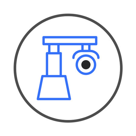 A simplistic depiction of a surveillance system. Emphasizing security and technological advancement within the context of modern safeguards. It conveys safety measures and the protection of spaceのイラスト素材