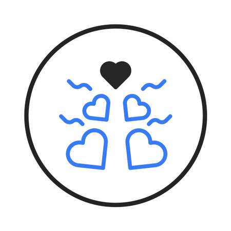 A stylized graphical depiction of hearts floating upwards towards a solid heart, visually symbolizing love, emotions, and positive feelings. It captures the essence of romance, affection,のイラスト素材
