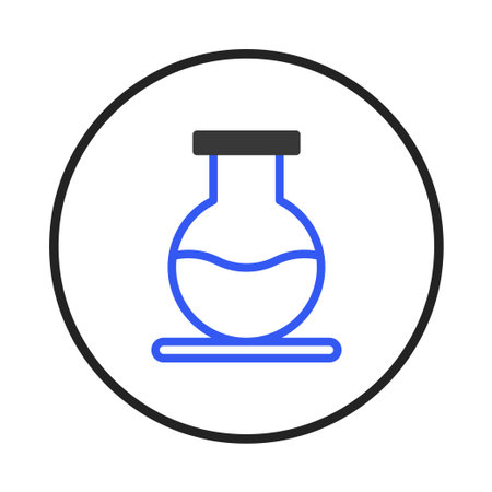 A minimalist illustration of a science flask, rendered in a flat design with clean lines and geometric forms. Ideal for educational materials, science-related graphics, or symbols representingのイラスト素材