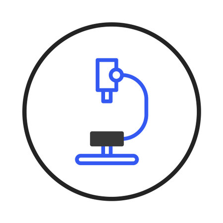 An illustrative depiction of a microscope emphasizing precision and analytical capability. This...
