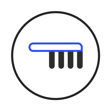 A minimalist illustration showcasing a toothbrush icon enclosed within a circular frame. The design symbolizes dental care, emphasizing the importance of oral hygiene for maintaining a healthy andのイラスト素材