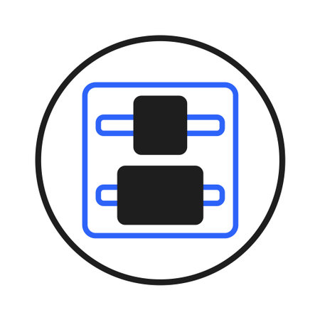 A symbolic representation of data interface transfer, highlighted with distinct elements. The design features geometric precision, emphasizing interconnection. Clean lines and contrasting tonesのイラスト素材