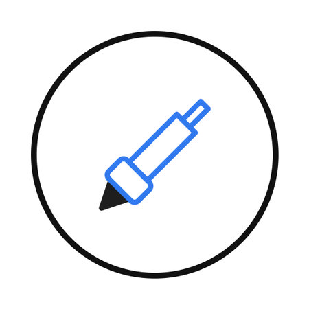 A simple and elegant illustration showcasing a pen icon encircled by a clean, black line. Representing the tools of artistic expression, writing and design. It suggests creativity, precision and theのイラスト素材