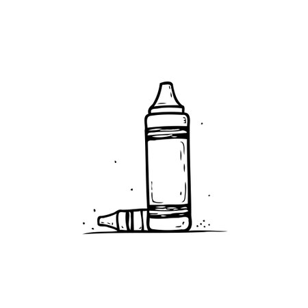 This monochrome crayon illustration evokes a sense of childhood nostalgia and creative exploration. A simple yet impactful image, perfect for conveying educational concepts, artistic endeavors, orのイラスト素材