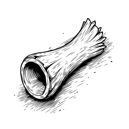 A monochrome botanical illustration of a withered plant stem, detailed with intricate lines and textures. This artwork evokes a sense of organic decay and the cyclical nature of life, suitable forのイラスト素材