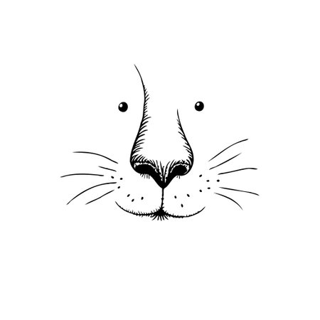 A minimalist illustration captures the essence of a feline face with delicate lines creating a simple yet expressive portrait. The clean design and playful style makes it suitable for variousのイラスト素材