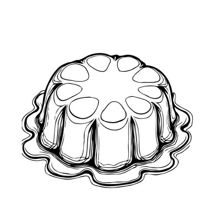 This is an elegant black-and-white drawing of a stylized pudding. It features a simple yet artistic design of the confectionary delight. The dessert illustration captures the essence of a sweetのイラスト素材