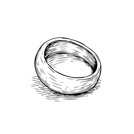 This minimalist ring etching captures subtle shifts in illumination and shade, accentuating the graceful curve and inherent simplicity. The composition offers a quiet contemplation on contour andのイラスト素材