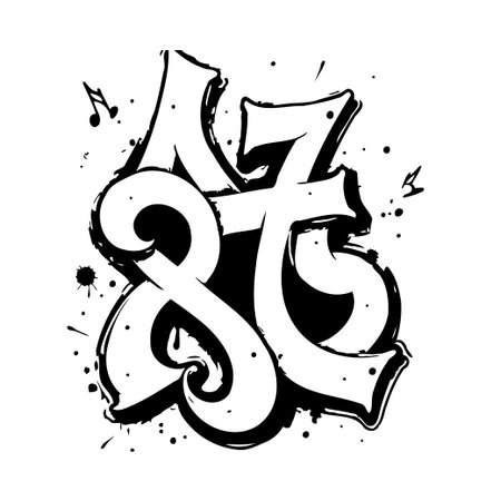 A dynamic composition of graffiti-style letters presents a visually striking artwork. The bold design features a unique typeface with artistic flourishes, incorporating urban elements and expressiveのイラスト素材