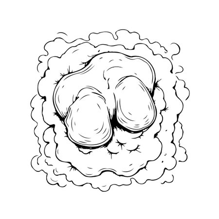 A stylized ink drawing of a sushi roll, featuring delicate shading and artistic squiggles for a touch of uniqueness. Evokes a sense of asian cuisine and culinary artistry, ideal for restaurant menusのイラスト素材