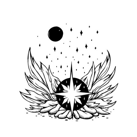 This captivating illustration evokes a sense of celestial wonder and adventurous spirit, featuring a beautifully crafted compass adorned with wings and surrounded by radiant stars. It inspires aのイラスト素材