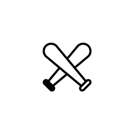 A minimalist illustration showcases two baseball bats, meticulously crossed, symbolizing the spirit of the game. The clean lines and simple design evoke a sense of sport, recreation, and competitiveのイラスト素材