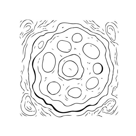 Intriguing abstract contour drawing showcasing organic shapes, resembling cellular structures. This minimalist vector illustration provides an artistic texture, ideal for backgrounds and designのイラスト素材