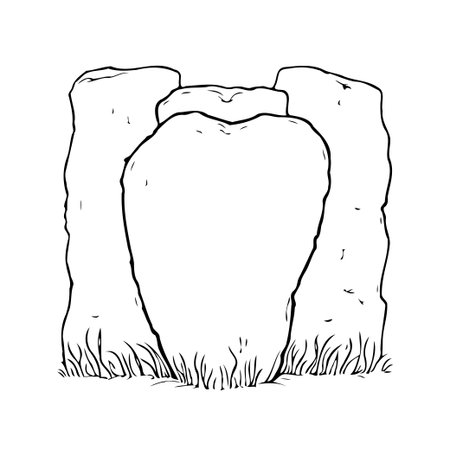 Illustration of a simplified standing stone formation. It evokes feelings of ancient mysteries and enduring heritage. Ideal for projects needing a touch of historical gravitas or archeologicalのイラスト素材