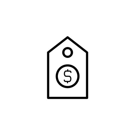 A minimalist price tag illustration with a prominent dollar sign encapsulates concepts of value and financial transactions. Ideal for conveying a sense of clarity in pricing, shopping, retail orのイラスト素材