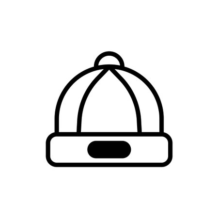 A simple monochrome vector illustration presents an isolated winter hat or beanie. It emphasizes warmth, style, and functionality, suitable for the cold weather season. This minimalist design isのイラスト素材