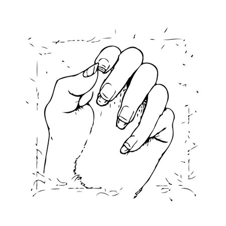 A minimalist line art piece showcases a human hand captured in a dynamic gesture. The contour drawing presents an abstract yet detailed representation of tactile interaction, conveying a sense ofのイラスト素材